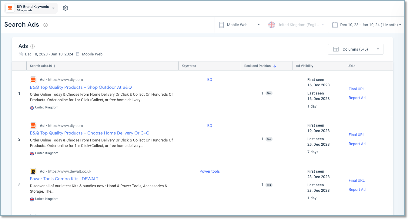 Search Ads Report