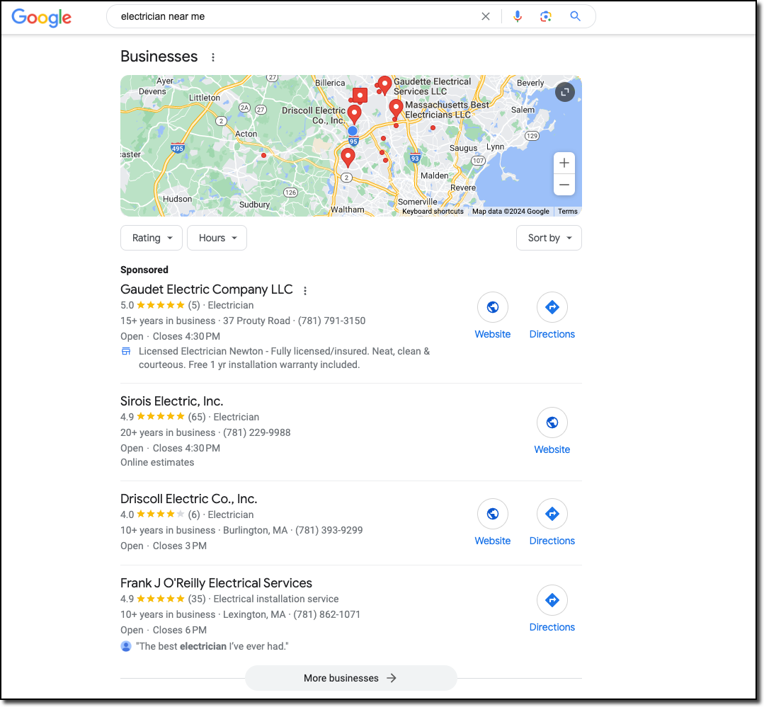 Google Local Map Pack Results