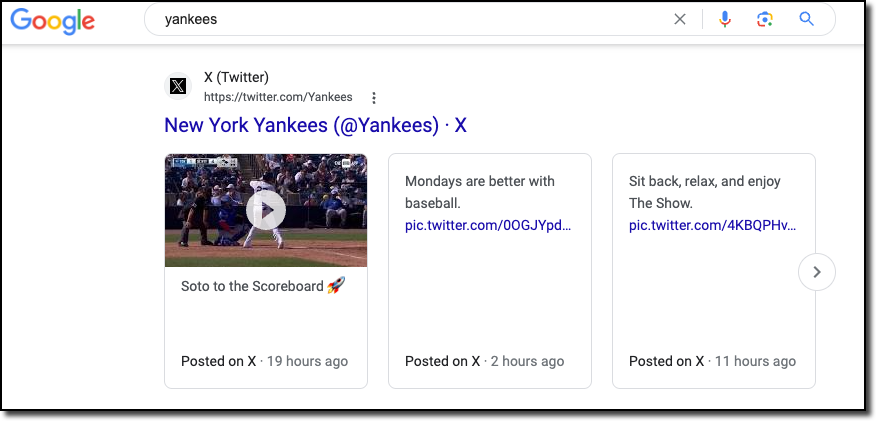 Popular on Twitter (X) SERP feature