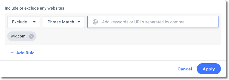 Include/Exclude Websites