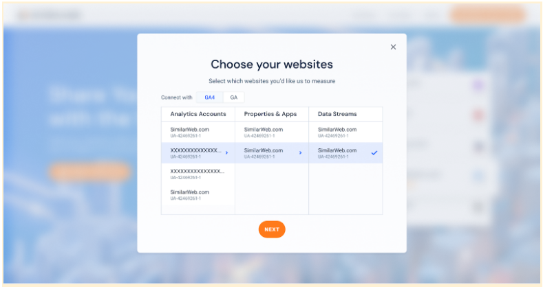 Choose a website to be measured