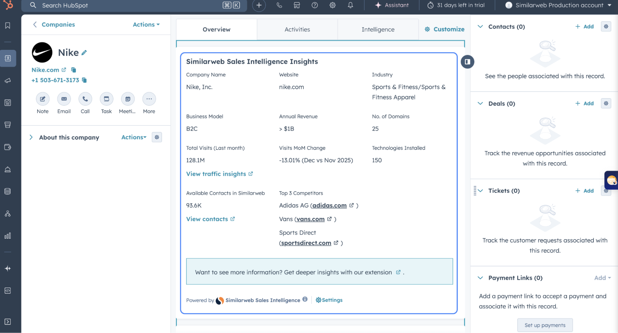 Find the Sales Intelligence Data in HubSpot