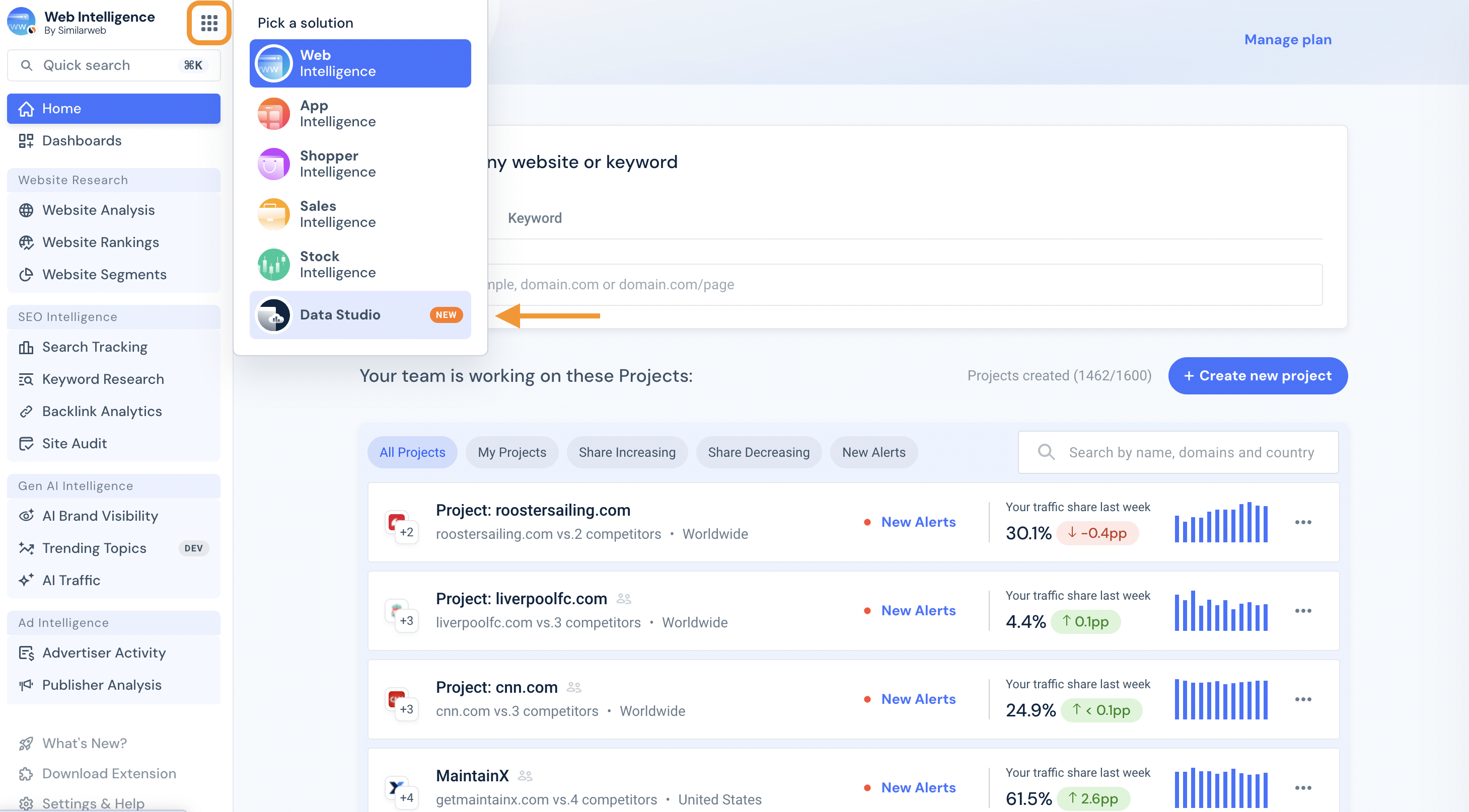 Access AI Studio from platform