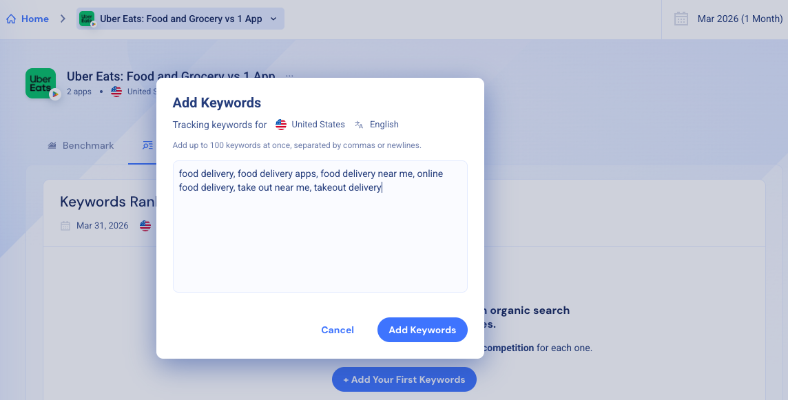 Keywords Rank Tracker Tab