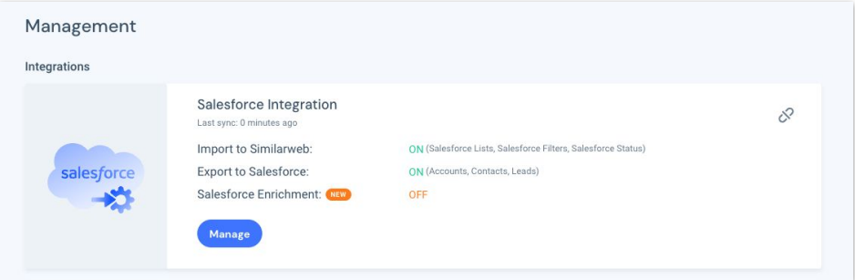 adjust your settings via the Manage button
