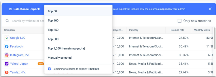 Choose to export “Top X” results