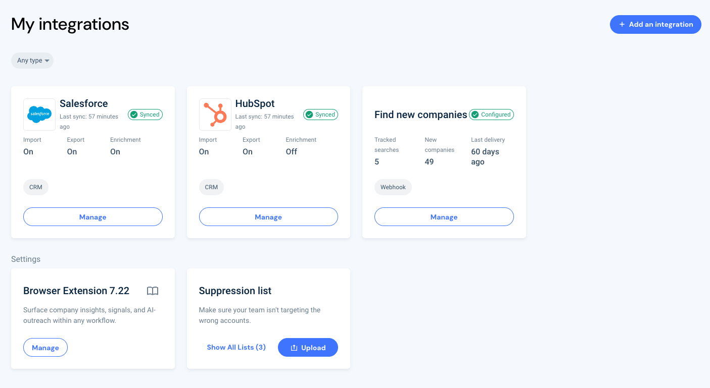 My Integrations