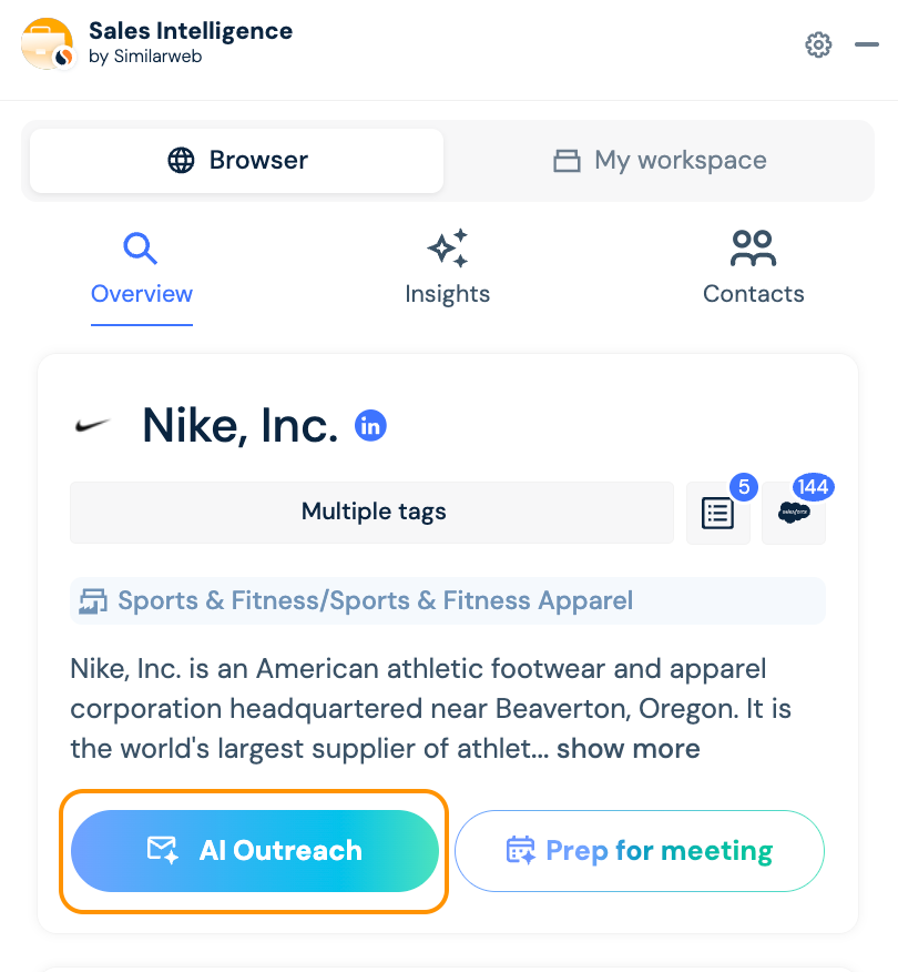 From the Extension Sidebar (Any Website, LinkedIn, or CRM) Open the browser extension