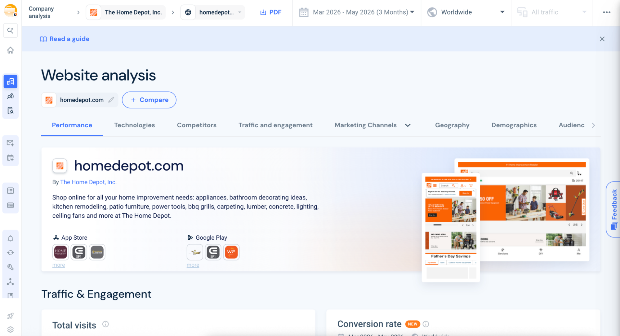 Start with Company and Web Analysis in the Platform