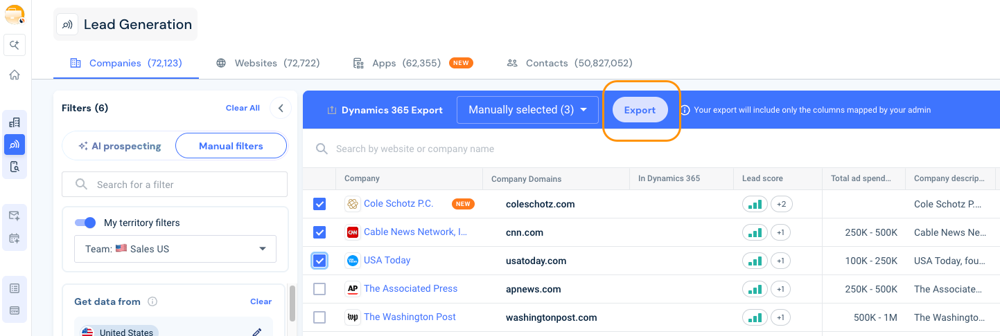 click on the Export button.