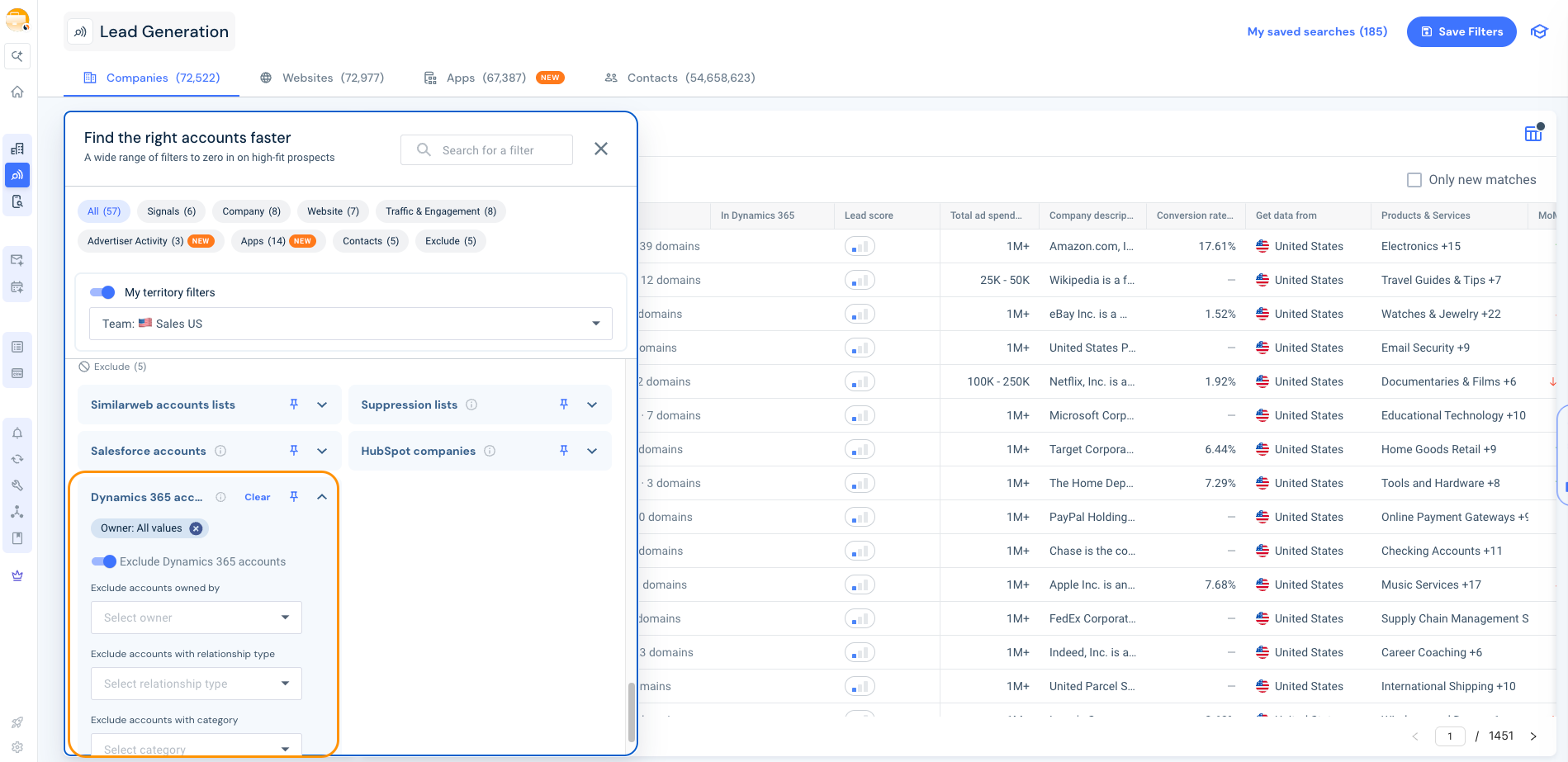 "Exclude by Dynamics 365" Filter
