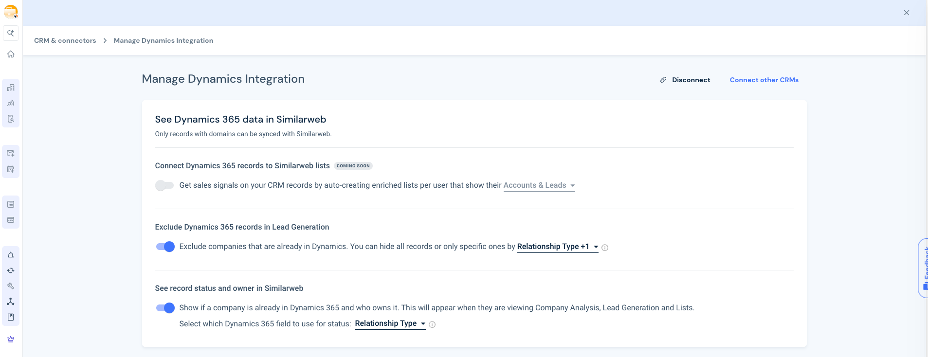 See Dynamics 365 data in Similarweb