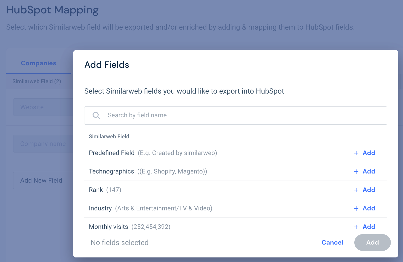 add multiple Similarweb data fields