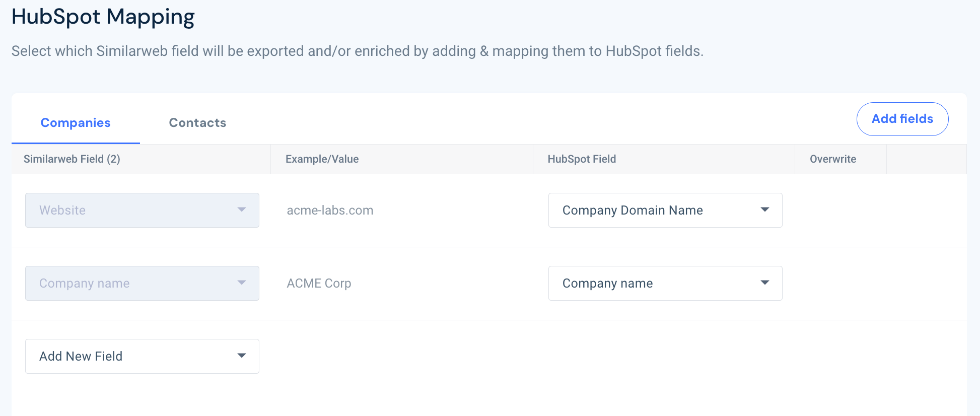 verify the default fields