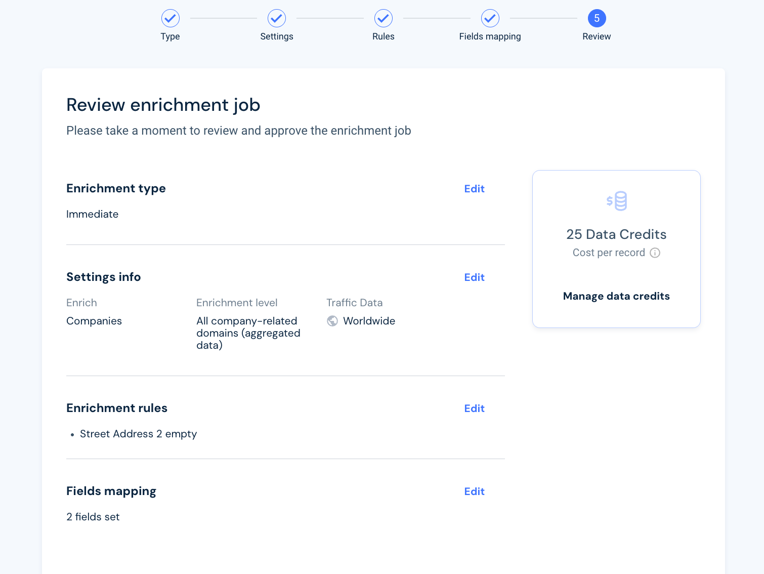 Review your enrichment before Submitting 