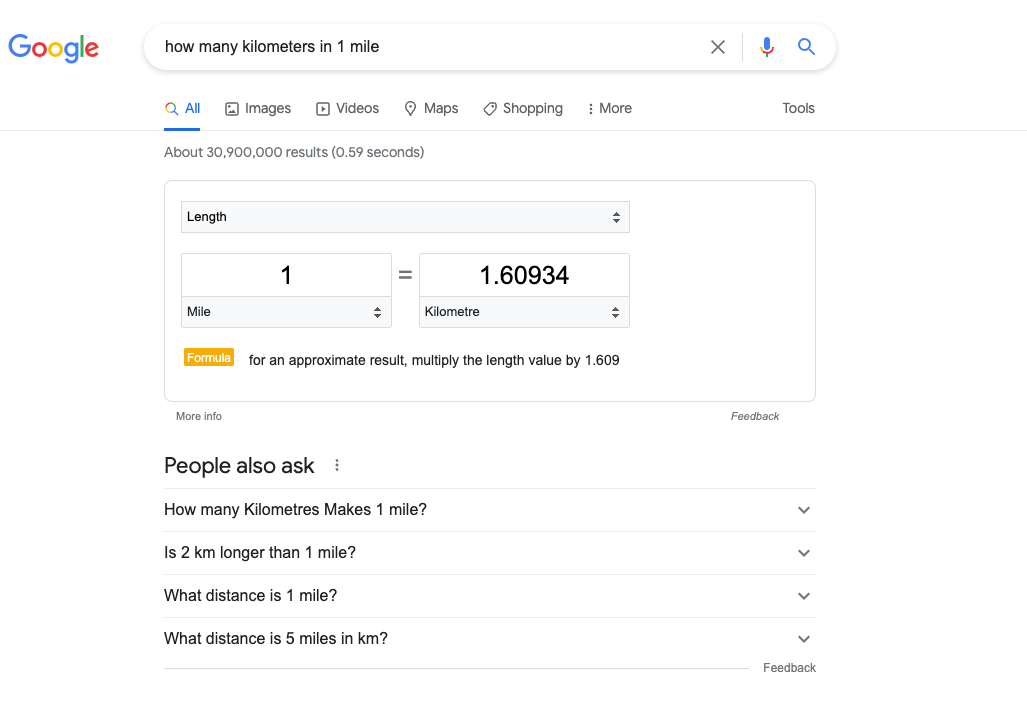 Zero-Click Search Example