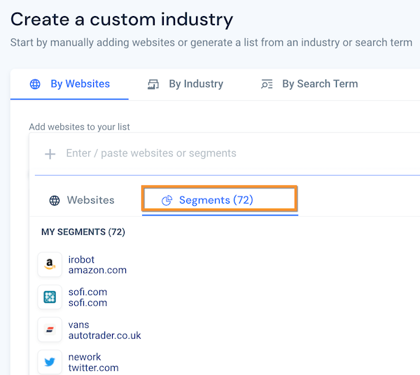 Add segments to a custom industry